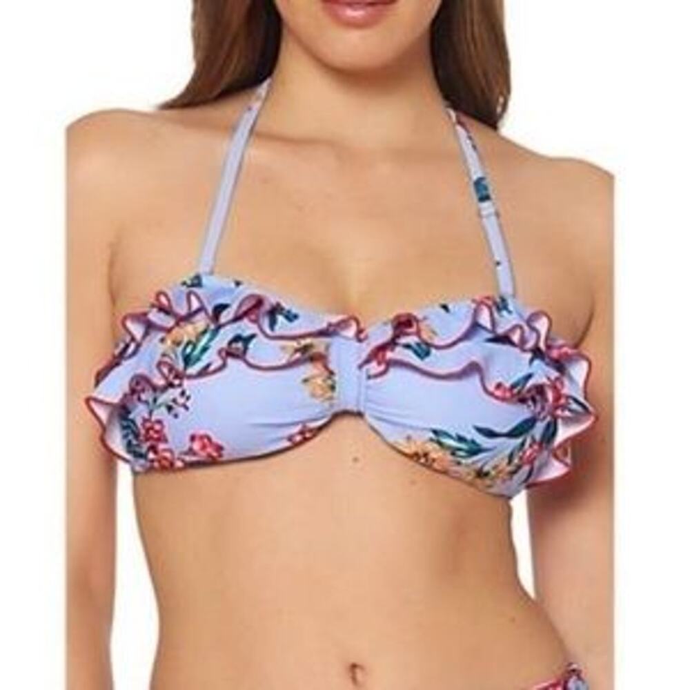 NWT Jessica Simpson Swim Ruffles Top Removable Halter Strap